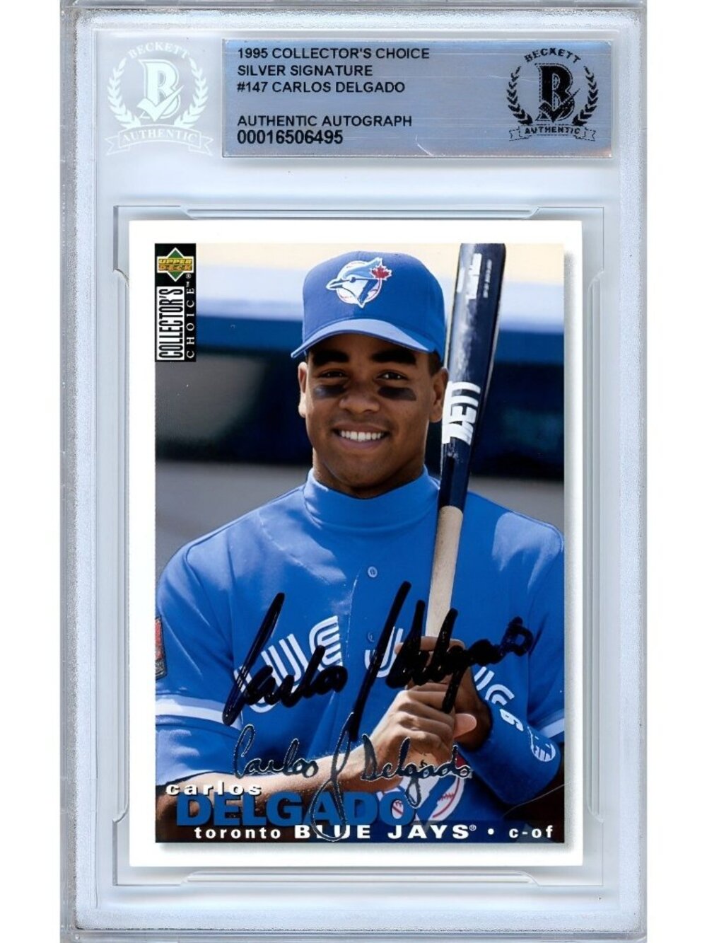 Carlos Delgado Signed 1995 Collector's Choice #147 Silver Signature BAS Slab